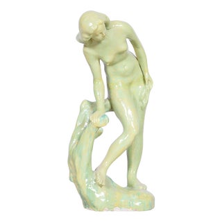 Vintage Art Deco Statue in Glazed Ceramic, 1940s For Sale