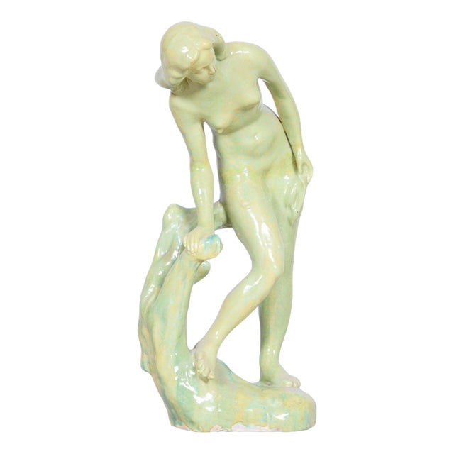 Vintage Art Deco Statue in Glazed Ceramic, 1940s For Sale