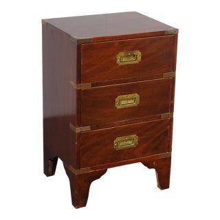 Vintage French Country Brown Nightstand With Brass Hardware For Sale