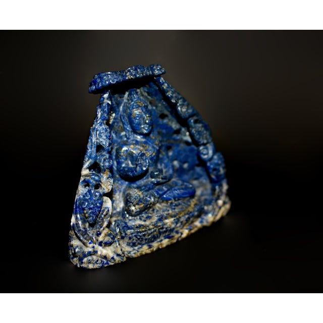 Blue Lapis Lazuli Buddha in Alcove Finely Carved For Sale - Image 8 of 14