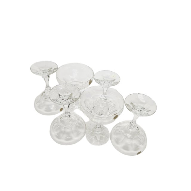 Vintage Czechoslovakian Crystal Champagne Glasses Set, 1970s, Set of 6 For Sale - Image 4 of 18