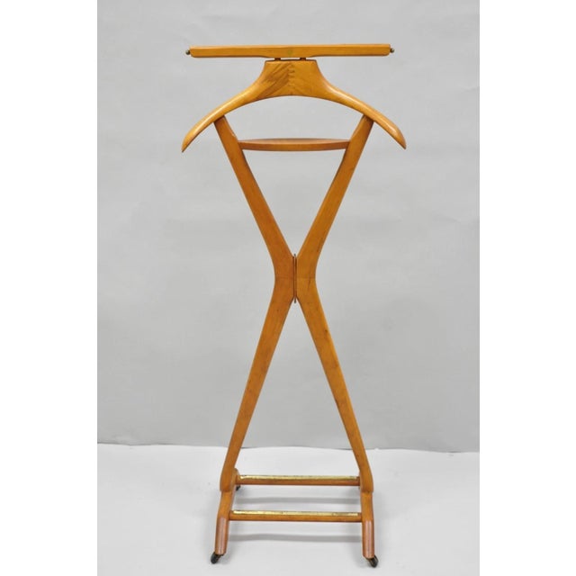 Vintage Fratelli Reguitti Italian X-Form Beech Wood Gentleman's Clothing Valet For Sale - Image 17 of 17