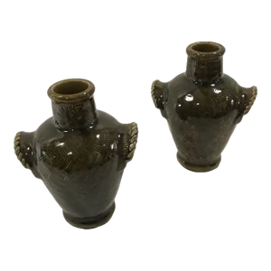 1990’s Thai Celadon Urn Vases in English Jade Glaze - a Pair