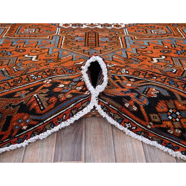 Textile Vintage Persian Heriz Medallion Rug, Rust, 1960s For Sale - Image 7 of 12