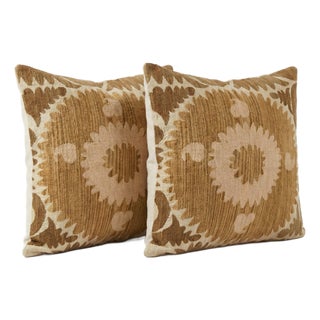 Embroidered Cotton Suzani Pillow Cover 23'' X 24'' - Set of Two For Sale