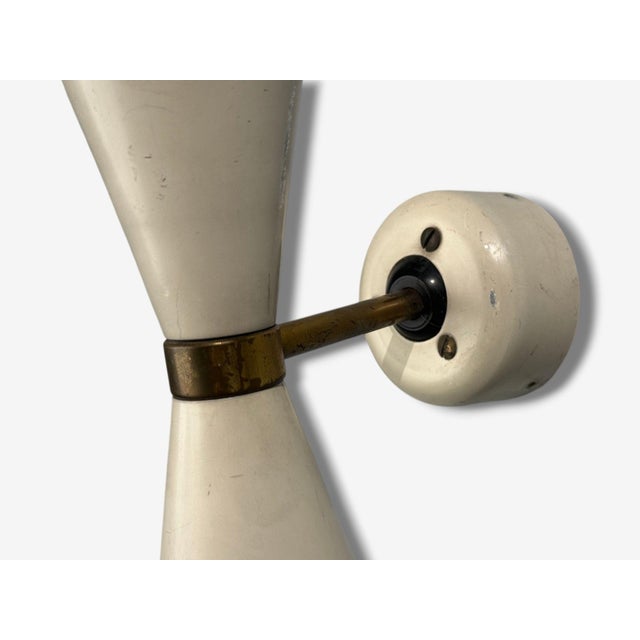Alabaster 1960s Italian Modern, White Lacquered Metal, Brass, Wall Sconces, Italy - a Pair For Sale - Image 8 of 8