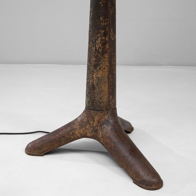 20th Century Czech Republic Aged Brass and Bronze Oversized Studio Spotlight Lamp On A Tripod Stand For Sale - Image 10 of 10