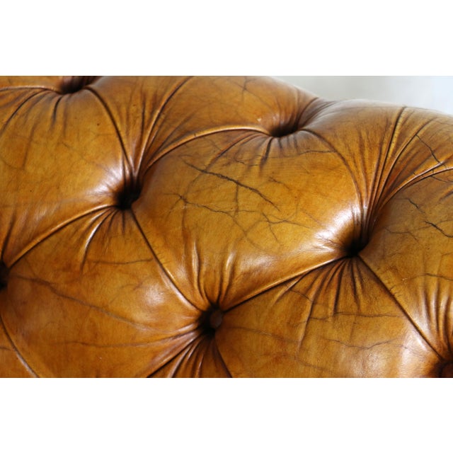 Vintage Pair of Brown Honey Leather Chesterfield Club Chairs — England, Circa 1950 For Sale - Image 15 of 18