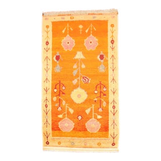 Vintage Zabihi Collection Bright Orange Turkish Anatolian Rug - 2'7" x 4'6" For Sale