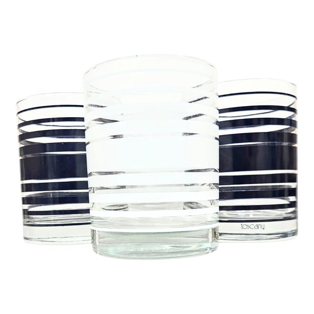 Nautical Striped Lowballs- Set of Four For Sale