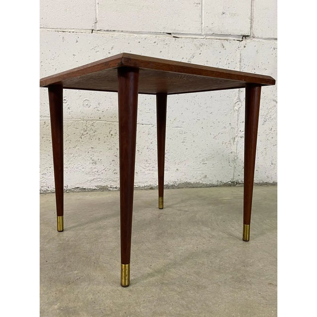 1960s Square Walnut & Tile Top Side Table For Sale In Savannah - Image 6 of 6