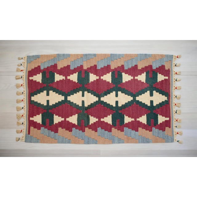 2020s Hand Woven Colorful Kilim Small Rug For Sale - Image 5 of 12