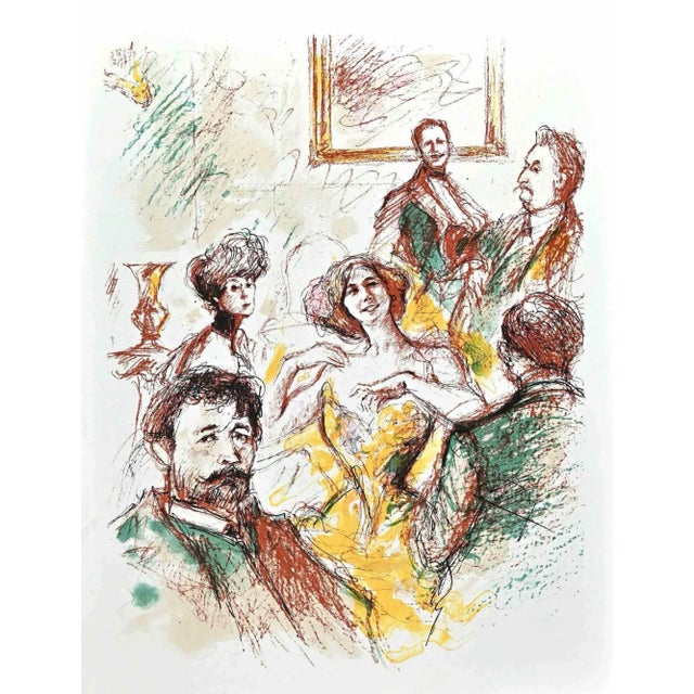 Conversation is a lithograph realized by Jacques Pecnard in the Mid-20th Century. Good conditions. The artwork is depicted...