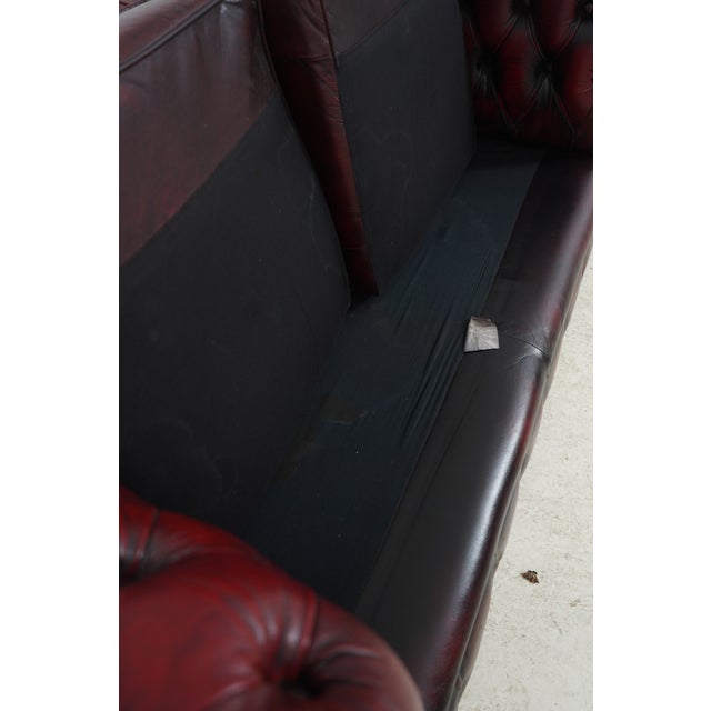 Chesterfield Tufted Leather English Loveseat For Sale - Image 16 of 18