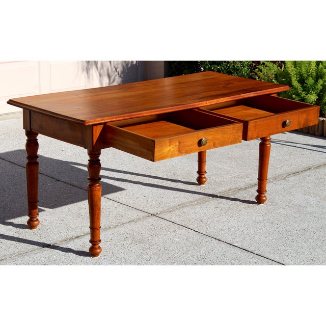 1900 - 1909 Antique Early 20th Century Solid Wood Writing Table / Farmhouse Console Desk, Circa 1900–1920 For Sale - Image 5 of 17