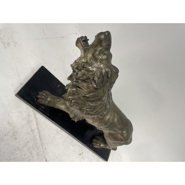Lion Sculpture in Argentone, 1940s For Sale - Image 4 of 9