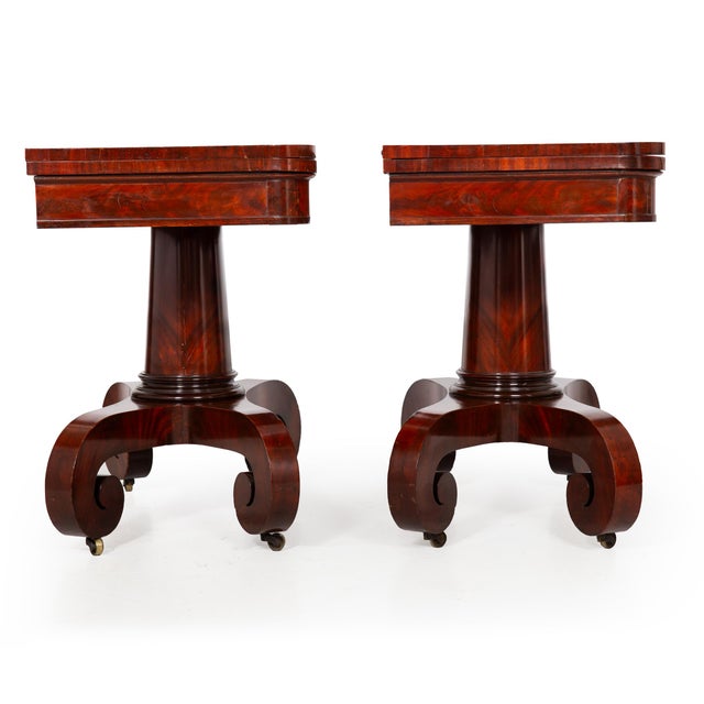 American Fine Pair of American Classical Mahogany Card Tables, Massachusetts Ca. 1820 For Sale - Image 3 of 13