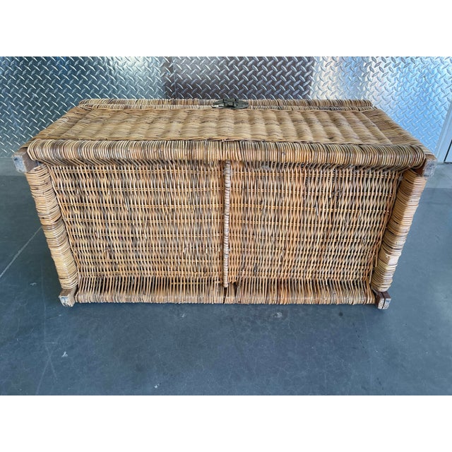 Vintage Wicker Trunk, Storage Chest, Campaign, Regency, Boho For Sale - Image 9 of 11