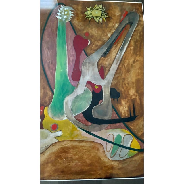 Mid-century, modern abstract, surrealist painting. Artist: Eugene Arcieri : (1914-2005), NYC and Woodstock NY. Painting...