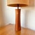 Rare Turned Teak and Ceramic Martz Dots Lamp With Shade For Sale - Image 4 of 7