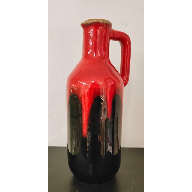 1960s Red and Black Fat Lava Vase from Carstens Tönnieshof, West Germany For Sale - Image 5 of 6