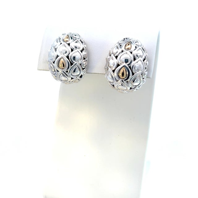 1990s John Hardy Estate Earrings Sterling Silver 14k Y Gold, 2 Pieces For Sale - Image 4 of 8