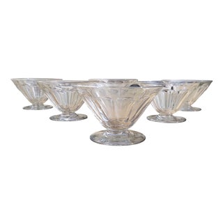 Vintage Art Deco Crystal Champagne Coupes with Rex Pattern from Baccarat, 1920s, Set of 6 For Sale