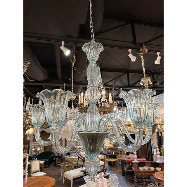 Modern Murano Sky Blue Murano Chandelier For Sale - Image 3 of 7