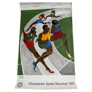 Munich Olympic Games Relay Race Lithograph Poster by Jacob Lawrence, 1972