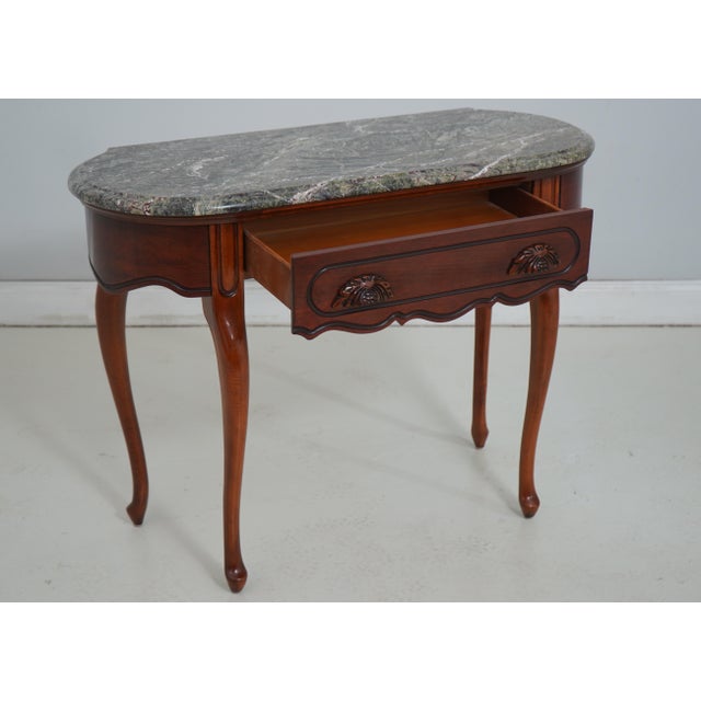 Victorian Vintage Victorian Style Mahogany Marble Top 1 Drawer Console Table For Sale - Image 3 of 17
