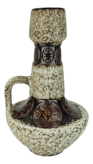 Large Model 100 Floor Vase with Fat Lava Glaze and Ornamental Decor, 1970s