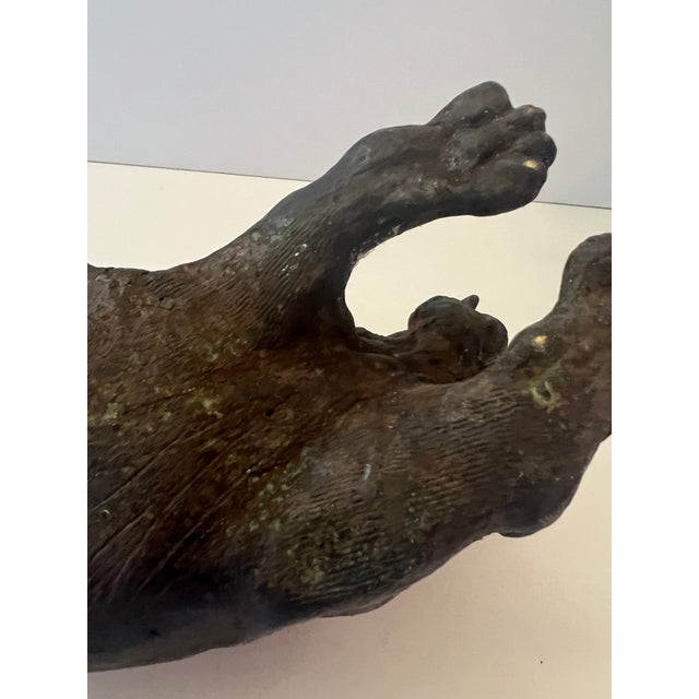 French Antique Bronze Tiger Laying Down For Sale - Image 3 of 10