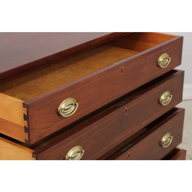 1950s Bench Made Hand Crafted Federal Inlaid Mahogany Chest For Sale - Image 5 of 14