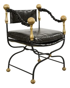 Italian Baroque Savonarola Chair With Bronze Mace Finials