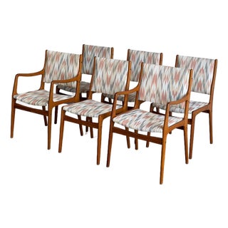Set of 6 Teak Dining Chairs Vintage Mid-Century Modern Wood Chairs For Sale