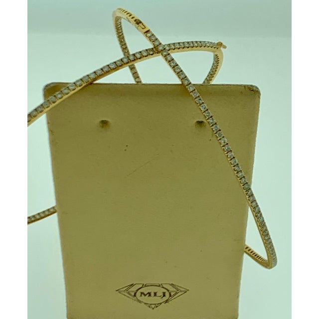 4.5 Carat Very Large Diamond Hoop Gala Cocktail Earrings in 14 Karat Yellow Gold For Sale - Image 11 of 18