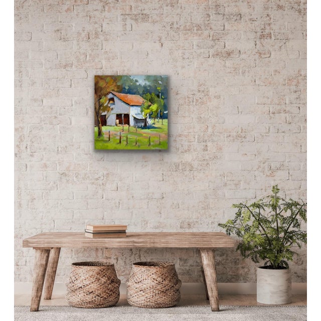 Wood Impressionistic Landscape Original Oil Painting For Sale - Image 7 of 11