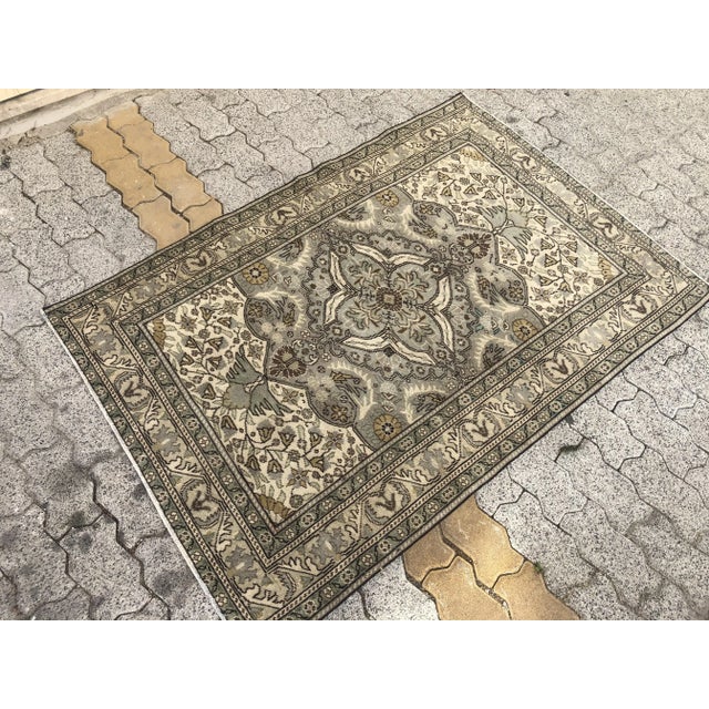 1960s Tribal Handmade Floral Rug For Sale - Image 5 of 11