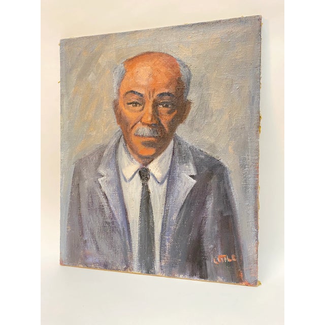 Mid-Century Modern 1950s Realist Portrait Painting of a Gentleman with a Mustache For Sale - Image 3 of 12