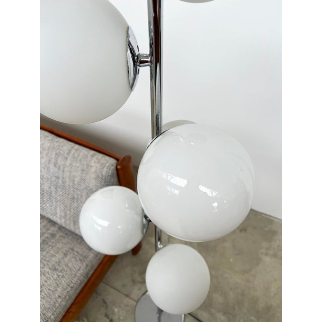 Vintage Space Age Chrome Floor Lamp with Glass Globes, 1970s For Sale - Image 3 of 13