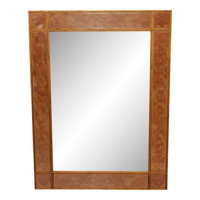 Early 21st Century Theodore Alexander Regency Style Eglomise Decorated Full-Length Mirror For Sale