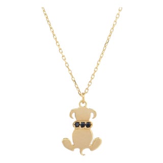Loyal Pup Gold Vermeil Necklace For Sale