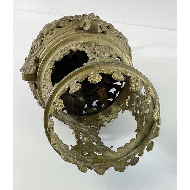 19th Century Gilt Brass or Bronze Pendant Style Light Fixture Candle Holder For Sale - Image 12 of 12