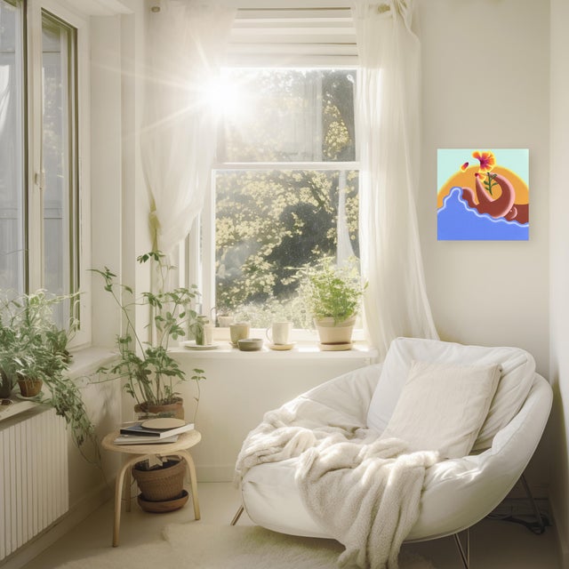 Orange Sunset - Surrealist Colorful Figurative Painting Original Artwork by Amy Tai For Sale - Image 8 of 9