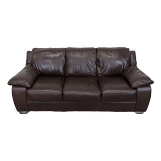 Natuzzi Classic Leather 3-Seat Sofa For Sale
