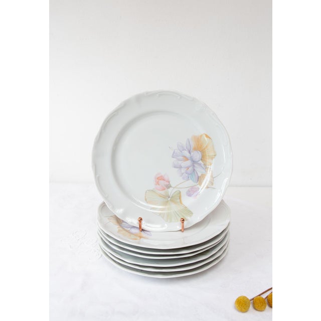 French Porcelain Dinner and Dessert Plate Service for 6 from Chauvigny, 1960s, Set of 13 For Sale - Image 6 of 8
