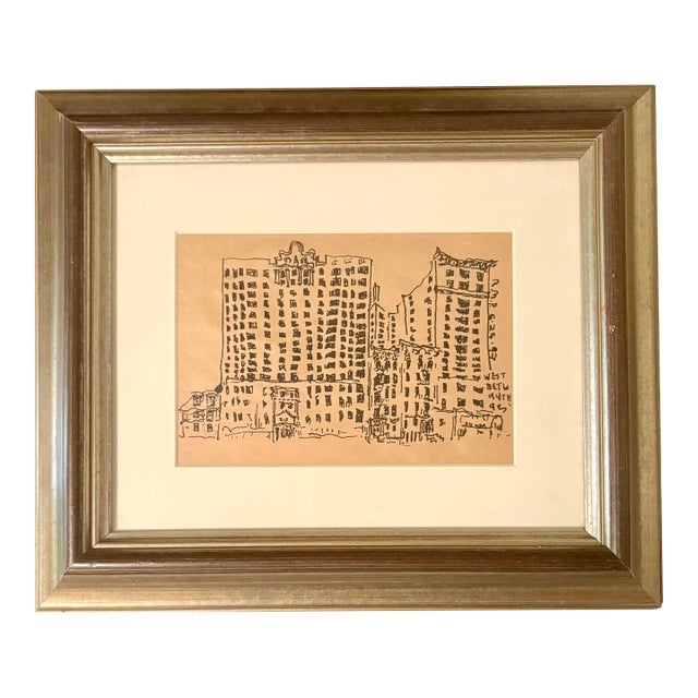 1990s Original Cityscape "Between W. 94th and 95th", Signed by Artist For Sale