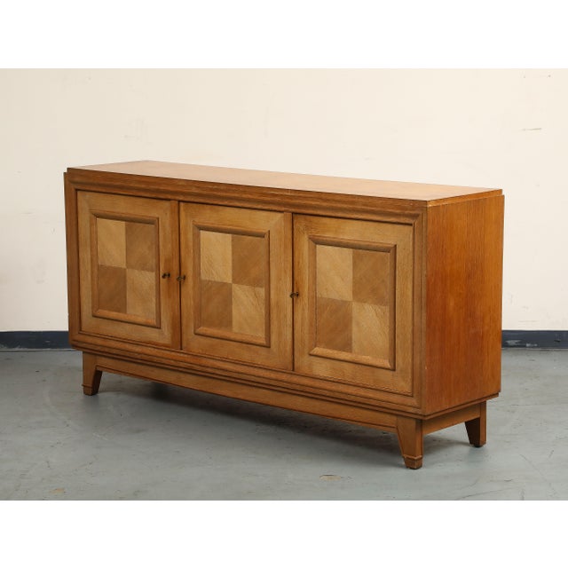 1940s French Art Deco Oak Sideboard, Three-Door Design, Sturdy Storage For Sale - Image 11 of 17