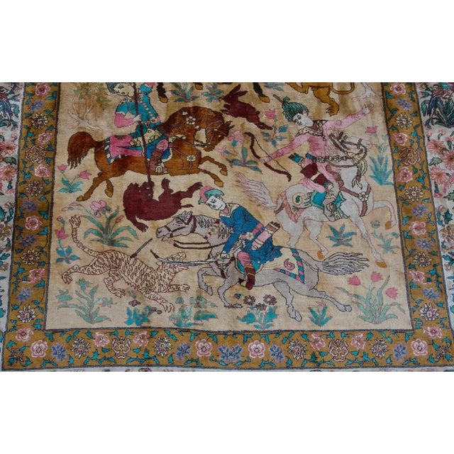 Middle Eastern Hand-Knotted Hunting Tabriz Rug | Chairish
