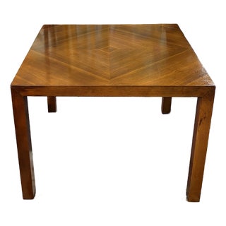 Mid Century Lane Furniture Book Matched Veneer Walnut Parson Style End Table or Coffee Table For Sale